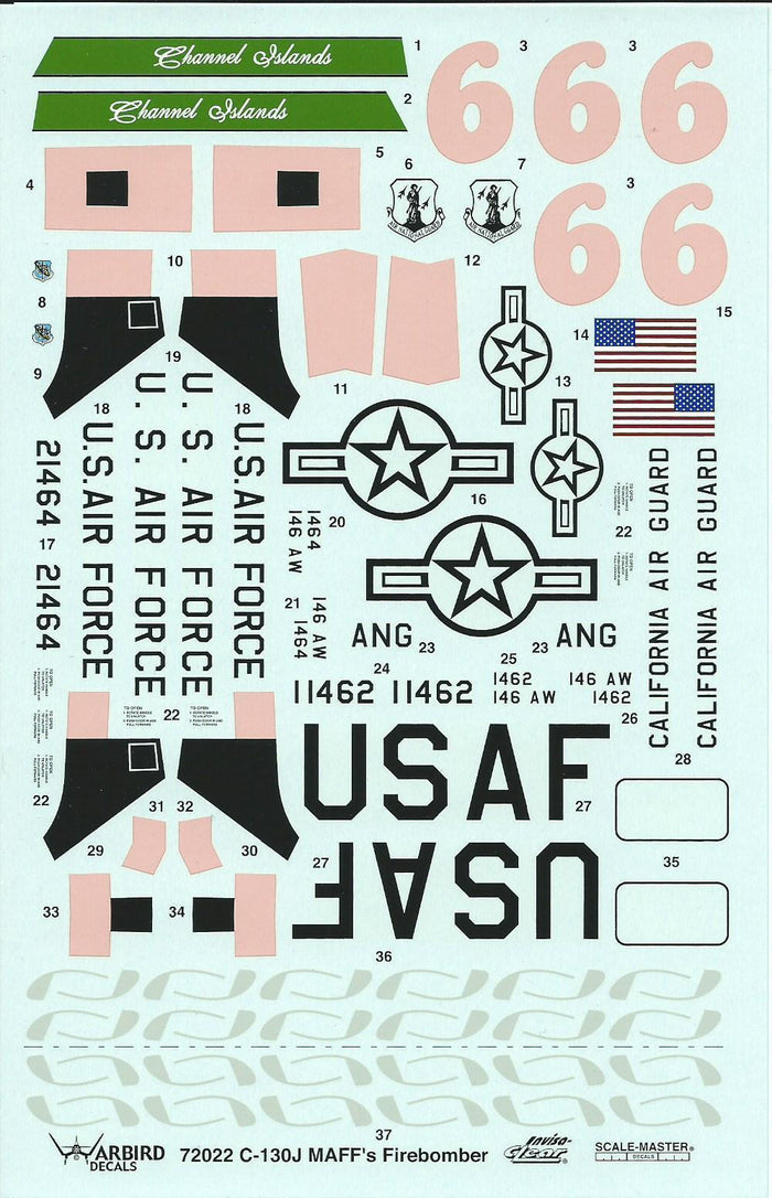 C-130J Hercules MAFF CA ANG Fire Bomber Decals 172 WBD 72 022