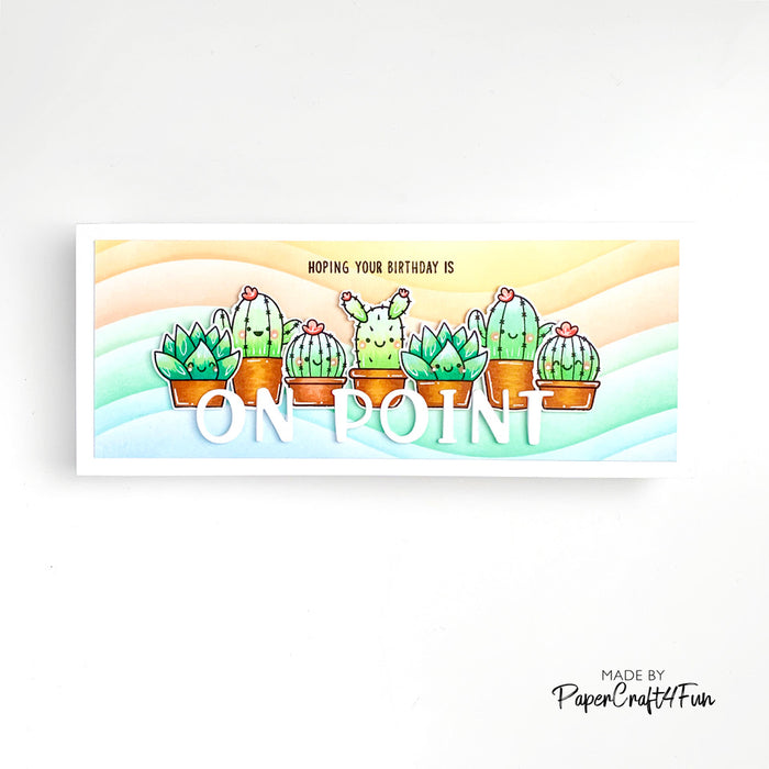 Sunny Studio Stamps Hoping Your Birthday is On Point Punny Cactus Slimline Card (using Chloe Alphabet Dies)