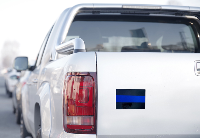 Classic Thin Blue Line Car Decal, 3 x 5 Inches, Reflective, Pack of 3