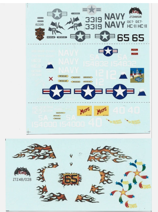 Colorful Zotz  CH-46D/E Sea Knight Decals 1/48 028, HC-11, HC-3, USMC HHM-263