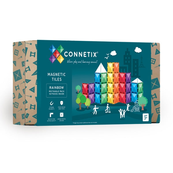 >CONNETIX Rainbow Tiles - 18 Pieces Rectangle Pack