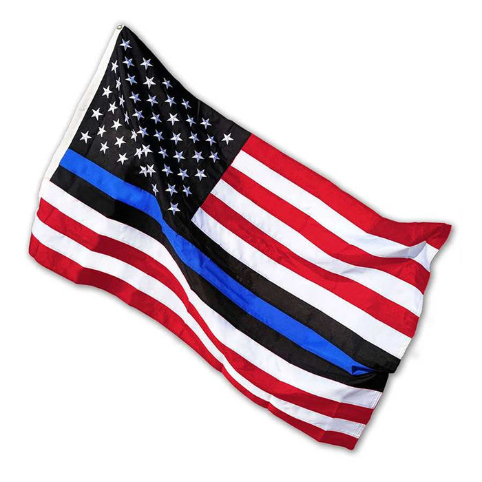 DuraSleek™  - Red White & Blue , Thin Blue Line American Flag - Sewn & Embroidered