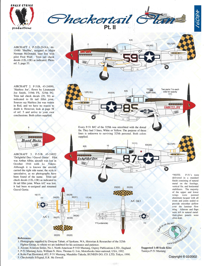 Eagle Strike, 'Checkertail Clan'  P-51 B/D Mustang Part II Decals 1/48 091