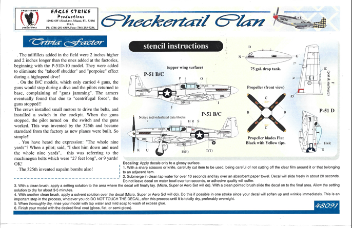 Eagle Strike, 'Checkertail Clan'  P-51 B/D Mustang Part II Decals 1/48 091