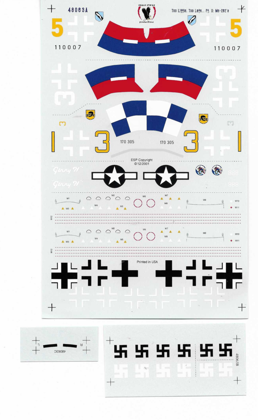 Eagle Strike Me-262 A-1/A-2, Too Little, Too Late Part II Decals 1/48 063