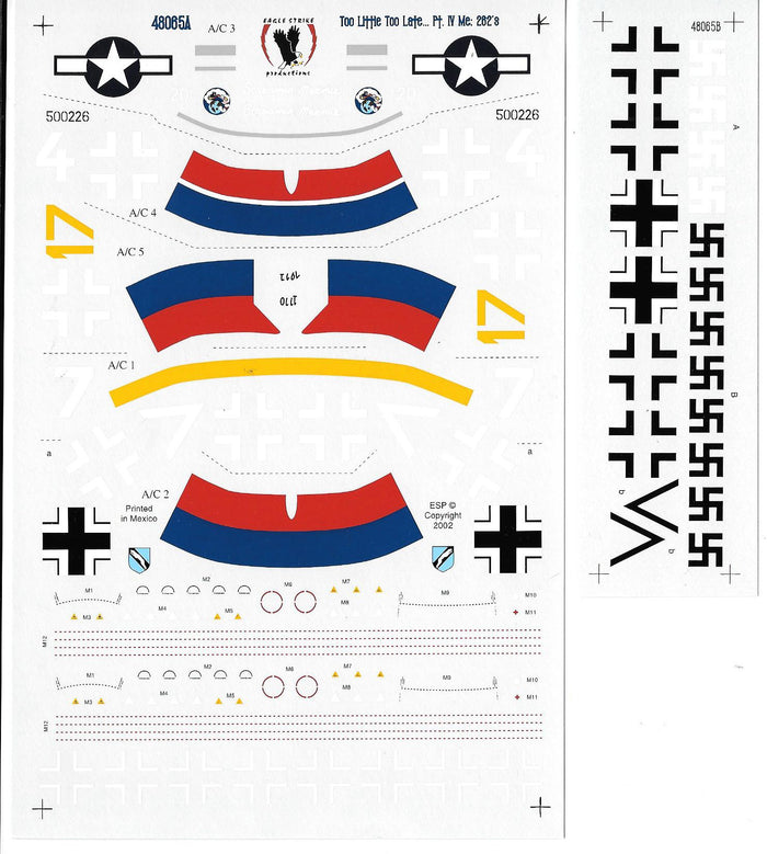 Eagle Strike Me-262 A-1/A-2, Too Little, Too Late Part IV Decals 1/48 065
