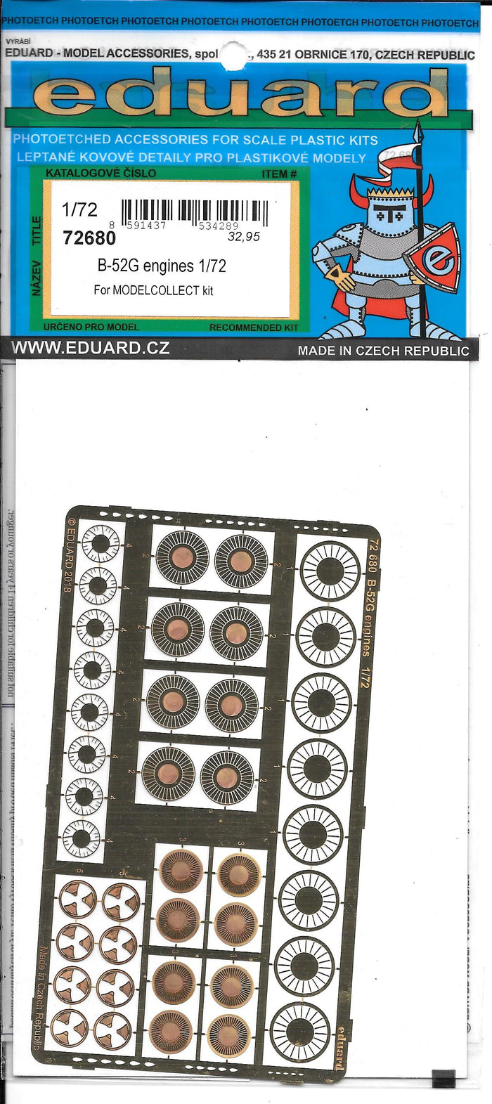 Eduard B-52G Photo Etch Engine Details in 1/72 680  For Modelcollect Kit