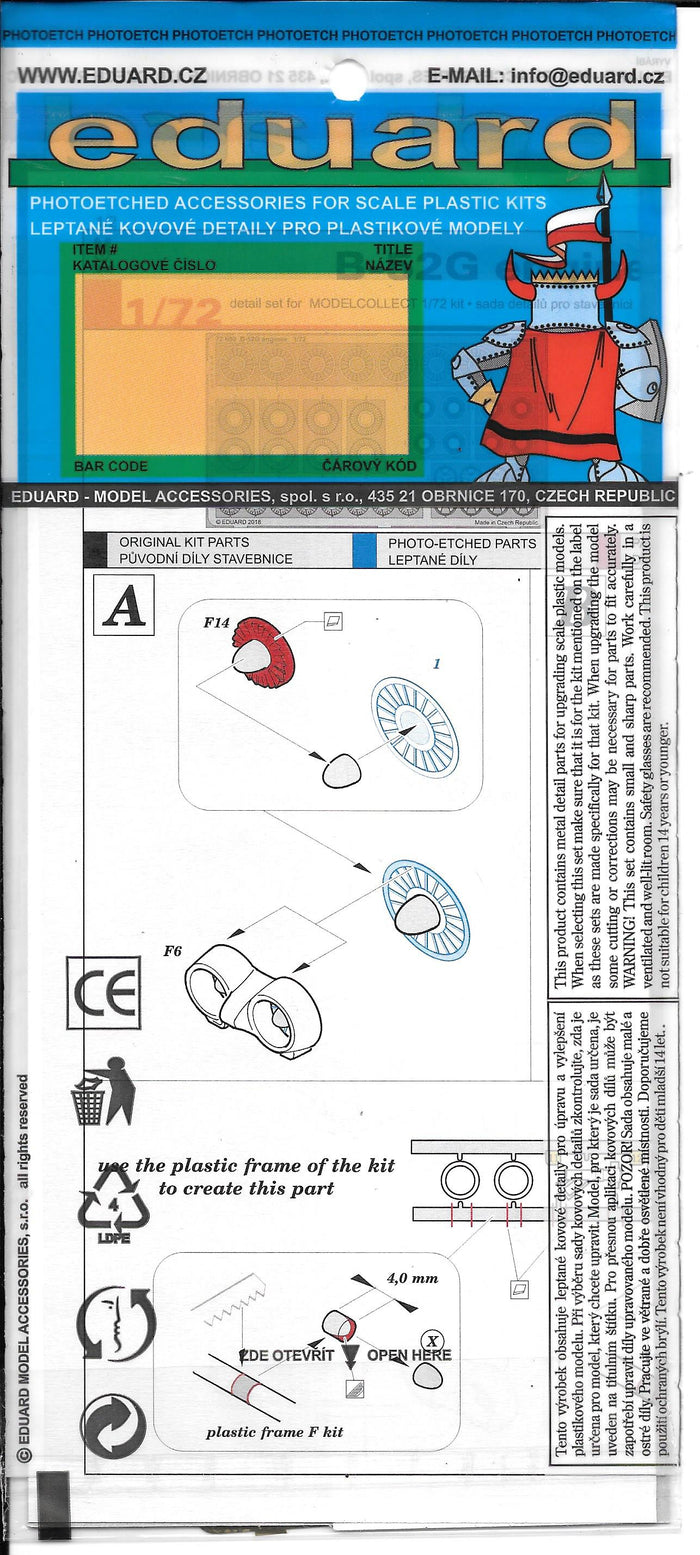 Eduard B-52G Photo Etch Engine Details in 1/72 680  For Modelcollect Kit
