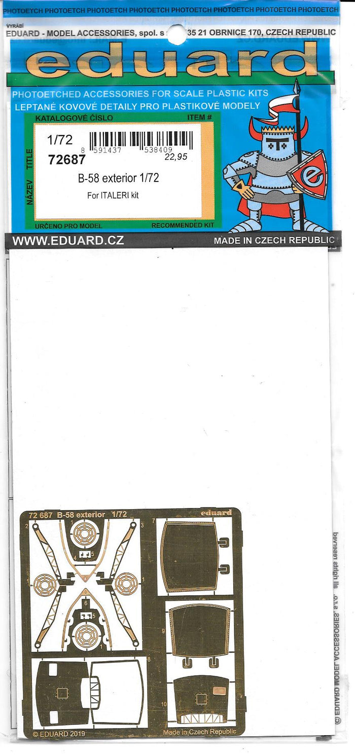 Eduard B-58 Hustler Exterior Photo Etch Details 1/72 687 ST DO