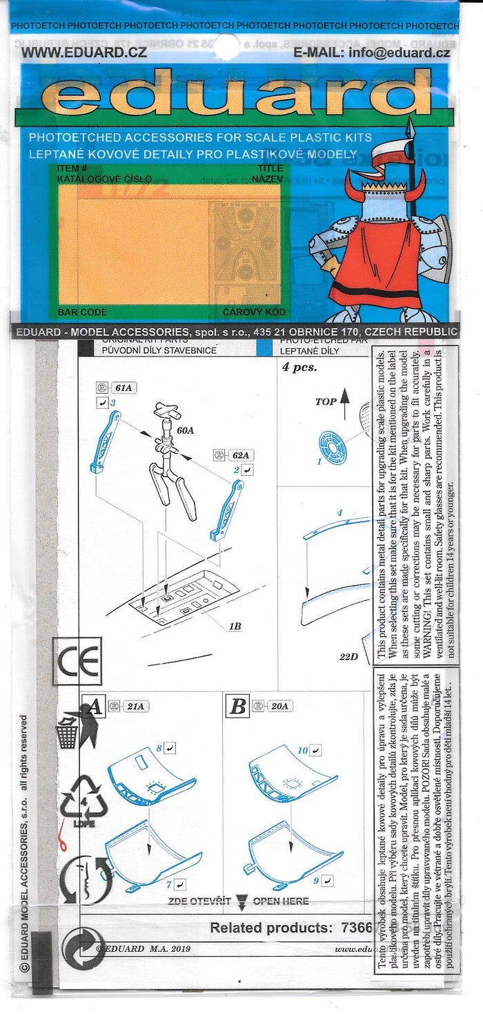 Eduard B-58 Hustler Exterior Photo Etch Details 1/72 687 ST DO