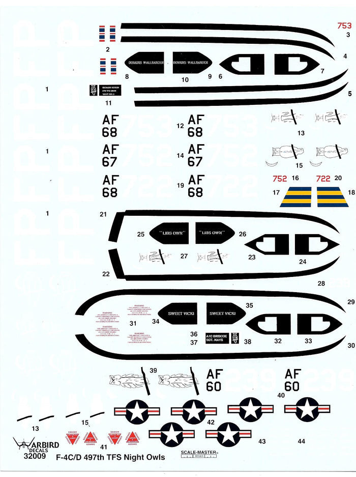 F-4 C/D Phantom, 497th TFS, 'Nite Owls' Decals 1/32 009