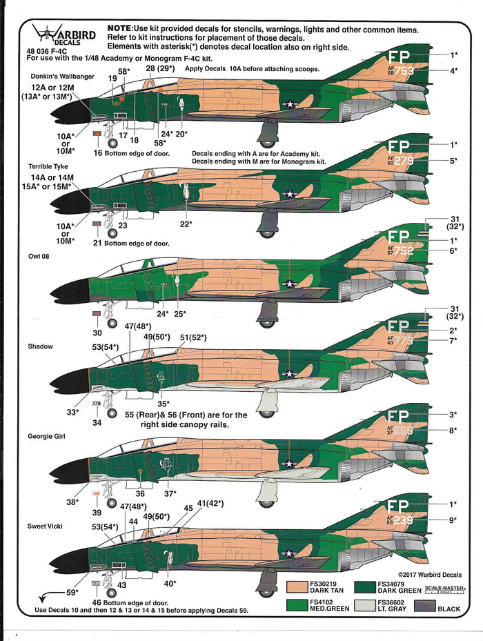 F-4 C/D Phantom, 497th TFS, 'Nite Owls' Decals 1/48 036
