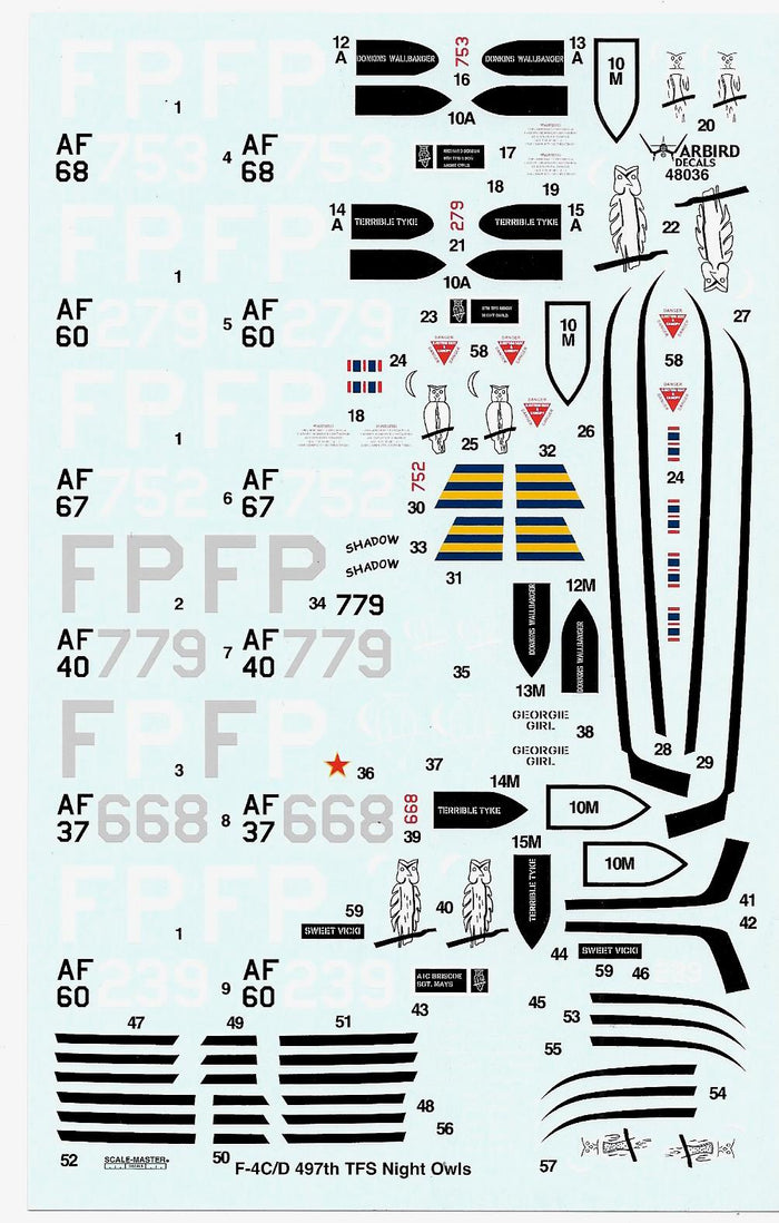 F-4 C/D Phantom, 497th TFS, 'Nite Owls' Decals 1/48 036