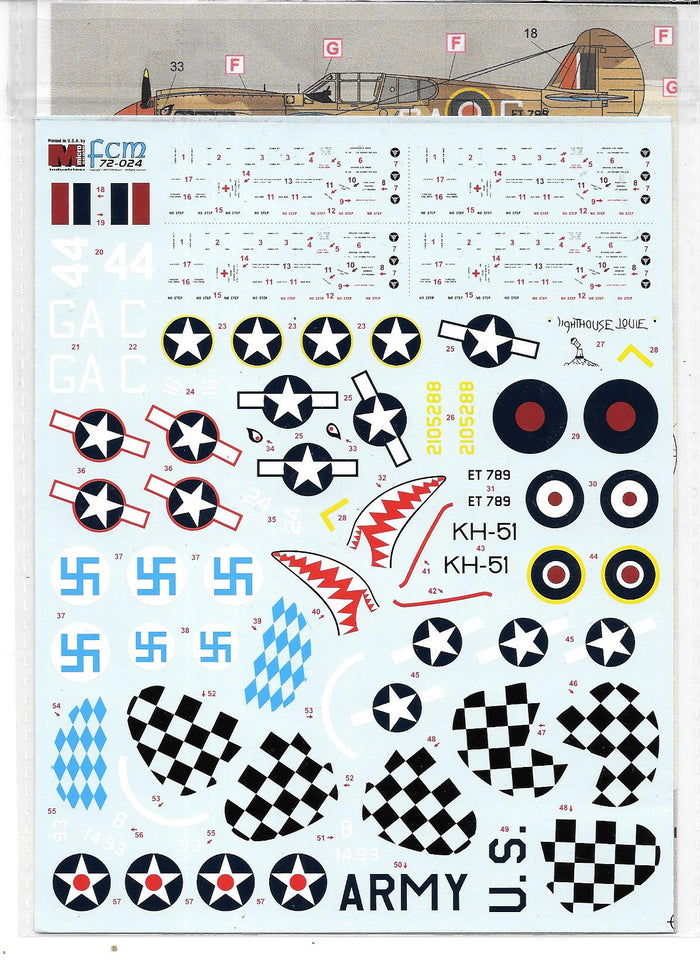 FCM P-40 'Galore' Decals in 1/72 24, 5 Options (?)
