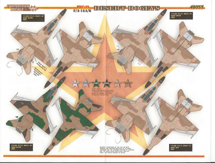 Fightertown  F-5E/F, F/A-18A/B Hornet, VFA-127, VFC-13, NSAWC Decals 1/48 051
