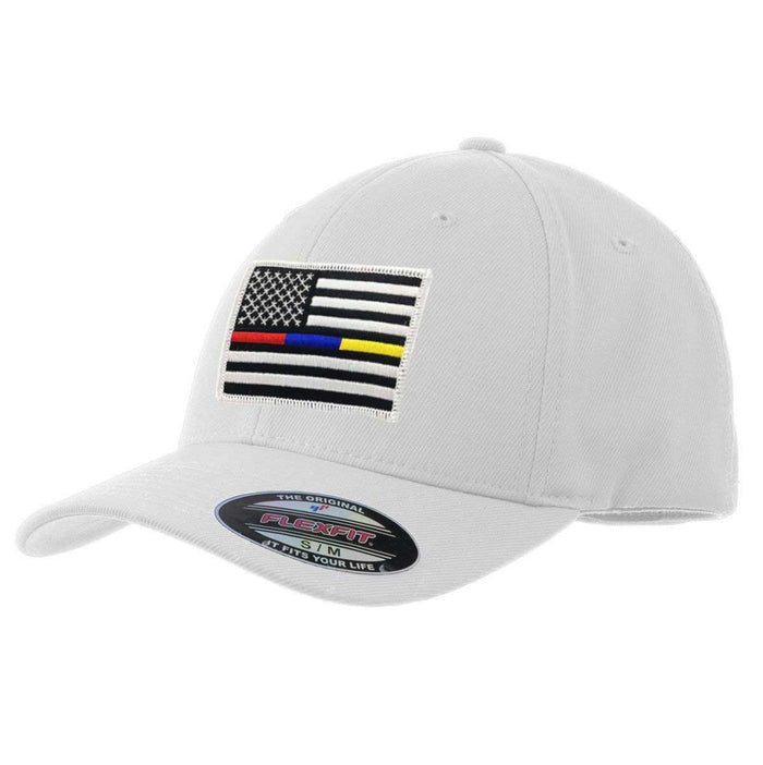 FlexFit Police/Dispatch/Fire American Flag Hat, White