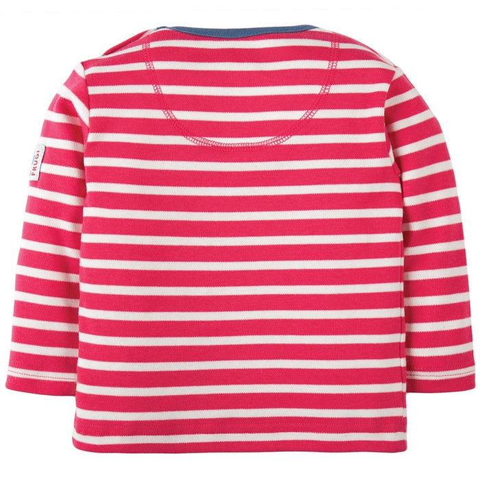 Frugi Baby's Button Applique Top in Raspberry with Hedgehog - 6-12M