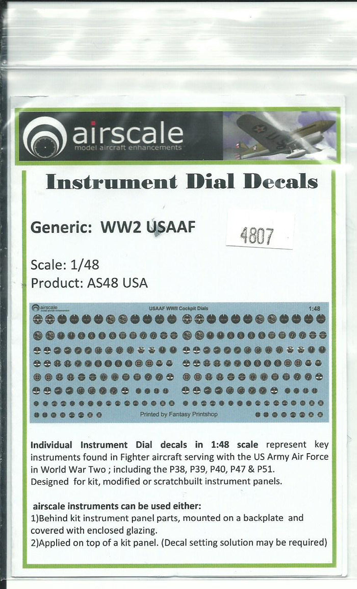 Generic WWII USAAF Instrument Dial Decals 1/48