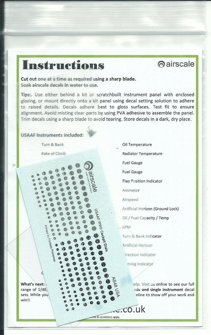 Generic WWII USAAF Instrument Dial Decals 1/48