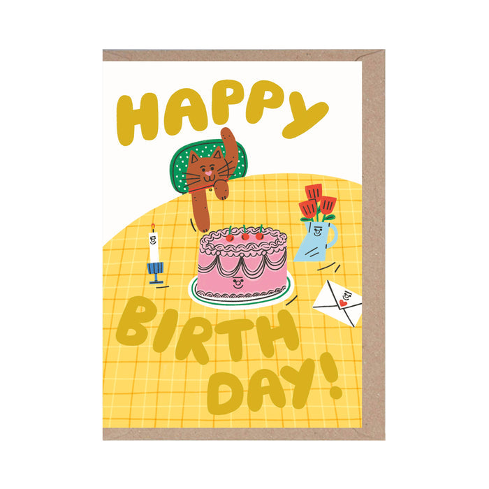 Happy Birthday Cat Cake Card