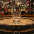 Jack Daniels Red and Gold Corn Stalk Logo Shot Glass - The Whiskey Cave