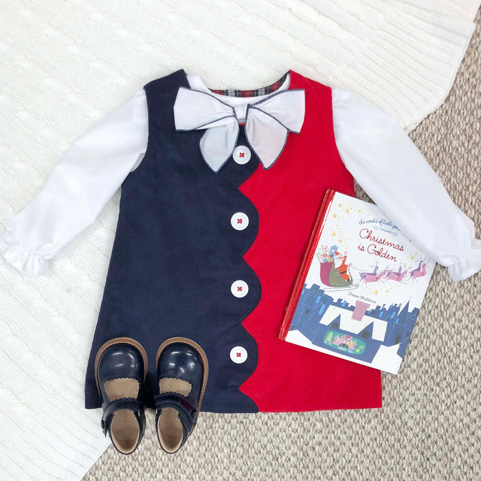Kennedy Colorblock Jumper (Corduroy) Nantucket Navy & Richmond Red