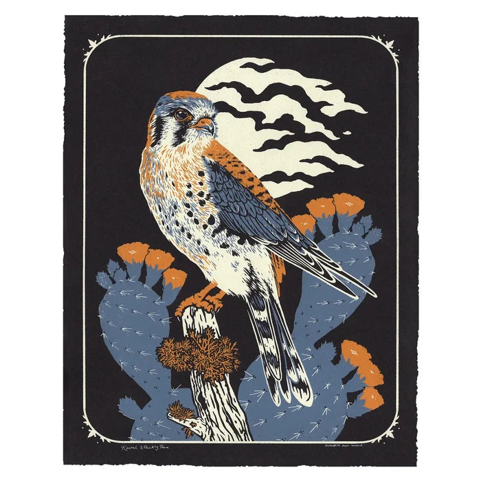 Kestrel & Prickly Pear Print by: Mustard Beetle