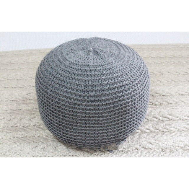 Knitted  Round Pouffe Ottoman - Cozy Nursery