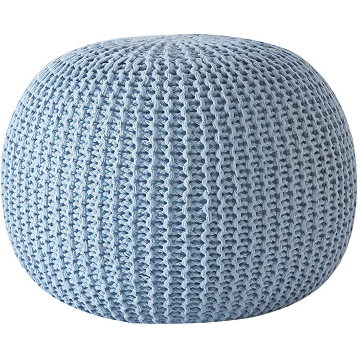 Knitted  Round Pouffe Ottoman - Cozy Nursery