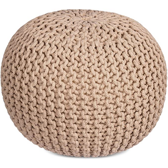 Knitted  Round Pouffe Ottoman - Cozy Nursery