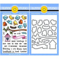 Sunny Studio Little Birdie Birdhouse, Tree Branch, Nest and Birds Punny 4x6 Clear Photopolymer Stamps & Dies