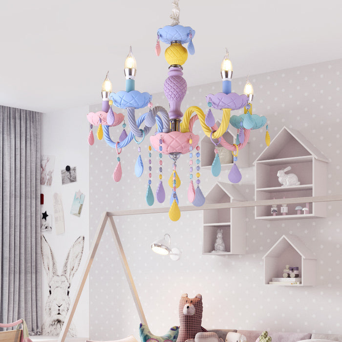 Macaron Candle Light Crystal Chandelier - Cozy Nursery