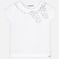 Mayoral 174-090 Kids Girl Short Sleeve T-Shirt in White