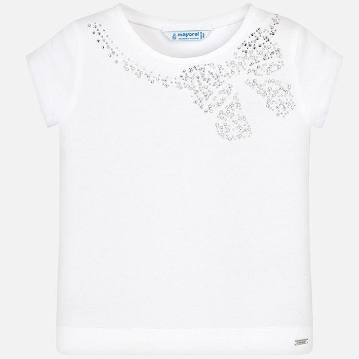 Mayoral 174-090 Kids Girl Short Sleeve T-Shirt in White