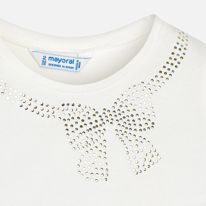 Mayoral 174-090 Kids Girl Short Sleeve T-Shirt in White
