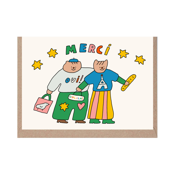 Merci Cute French Themed Thank You Card