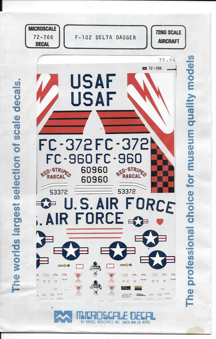 Microscale F-102 Delta Dagger Decals 1/72 266
