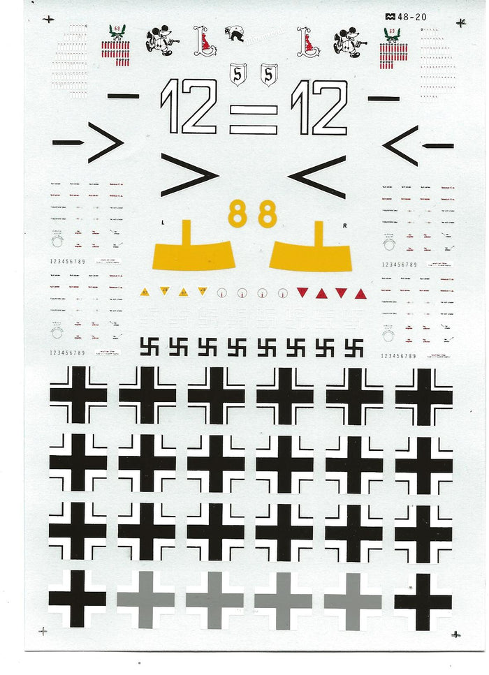 Microscale Messerschmitt Bf-109F/G Decals 1/48  0020, 4 Options