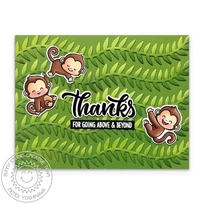 Sunny Studio "Thanks for Going Above & Beyond" Monkeys Hanging from Vines Thank You Card using Monkey Business Clear Stamps