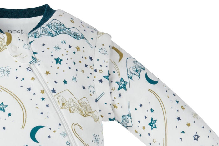 Nest Designs Baby 1.0 TOG Removable Long Sleeve Sleep Bag (Organic Cotton) - Stars White