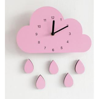 Nordic Nursery Wooden Cloud Wall Clock - Cozy Nursery