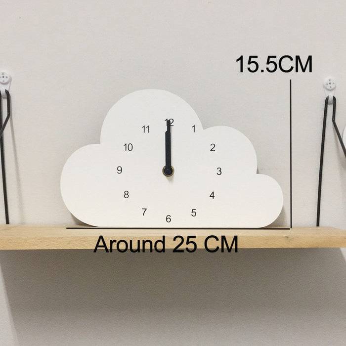 Nordic Nursery Wooden Cloud Wall Clock - Cozy Nursery