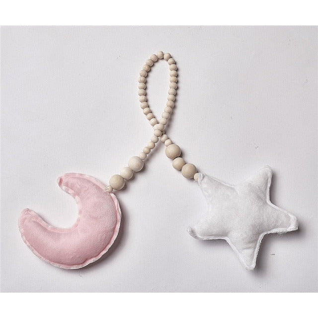 Nordic Wooden Bead Moon Star Nursery Decor - Cozy Nursery