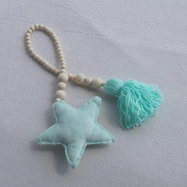 Nordic Wooden Bead Moon Star Nursery Decor - Cozy Nursery
