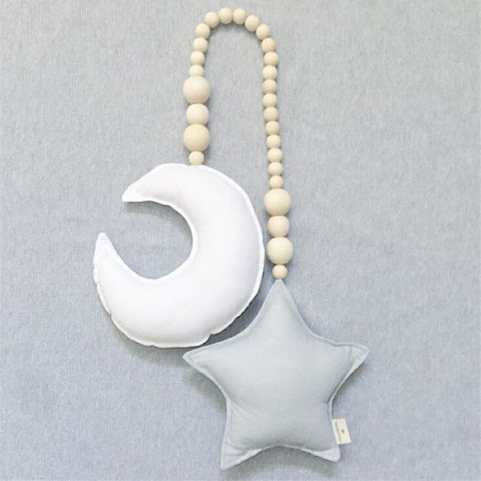 Nordic Wooden Bead Moon Star Nursery Decor - Cozy Nursery