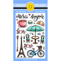 Sunny Studio Stamps Paris Afternoon 4x6 Clear Photopolymer Bonjour & Merci Stamp Set