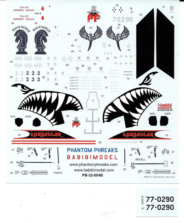Phantom Phreaks, F-4E , 5000th Phantom, Turkish AF, In Service Decals 1/32 004,