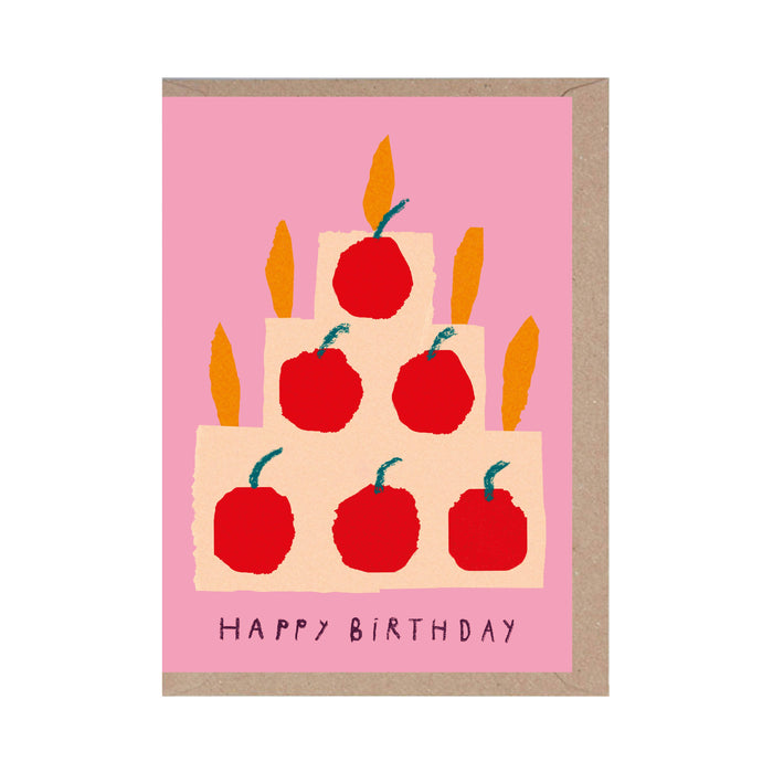 Pink Happy Birthday Cake Card