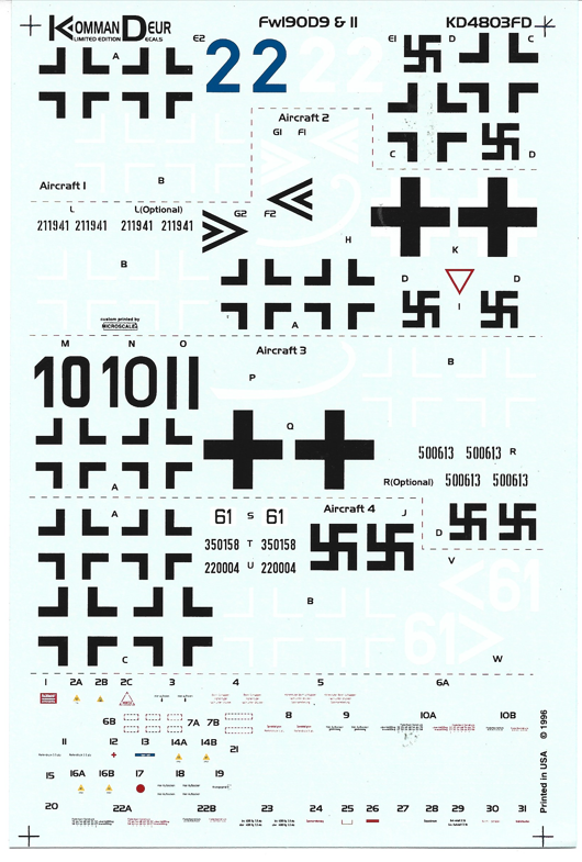 RARE KommanDeur Fw-19D-9/11 Decals in 1/48 03 FD