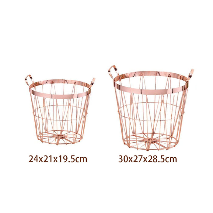Rose Gold Metal Storage Basket - Cozy Nursery
